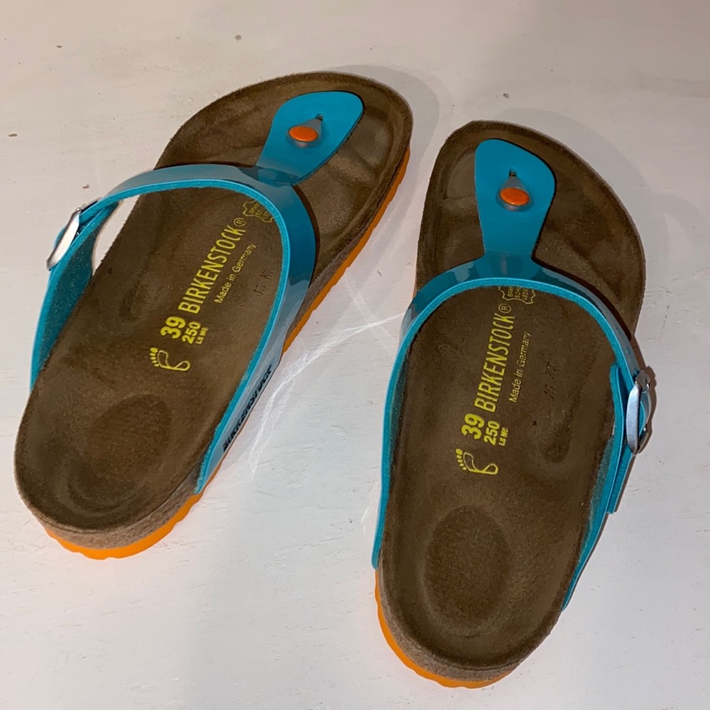 Neon Birkenstock sandals!